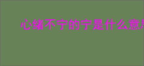 心绪不宁的宁是什么意思